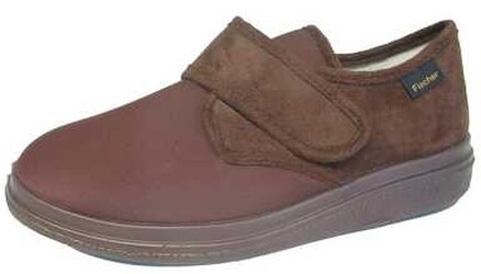 Fischer Klett-Hausschuh BRAUN Velour mit Stretch Hausschuhe